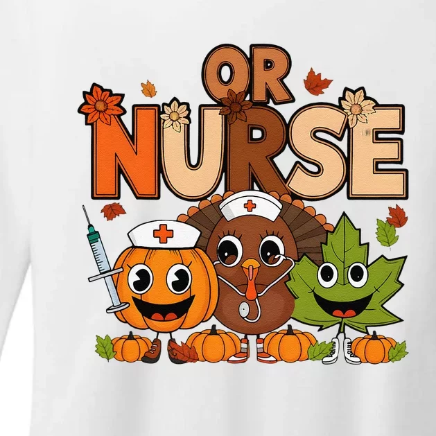 Operating Room Nurse Fall Thanksgiving Pumpkin And Turkey Womens CVC Long Sleeve Shirt