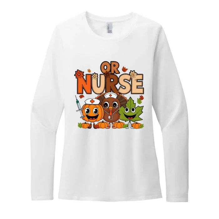 Operating Room Nurse Fall Thanksgiving Pumpkin And Turkey Womens CVC Long Sleeve Shirt