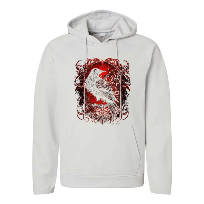 Odins Raven Northman Valhalla Norse Mythology Performance Fleece Hoodie