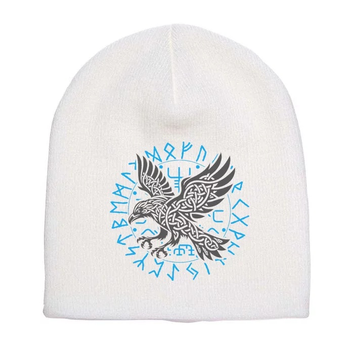 Odin’S Raven & Nordic Compass Short Acrylic Beanie