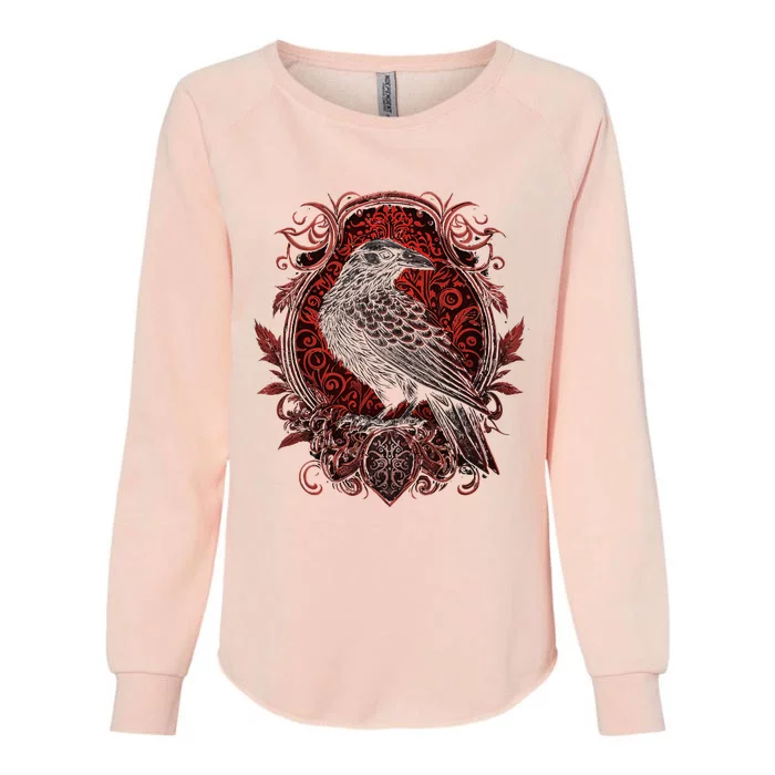 Odins Raven Northman Valhalla Norse Mythology Womens California Wash Sweatshirt