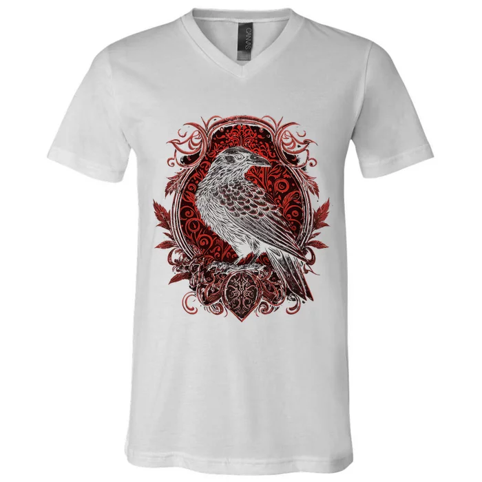 Odins Raven Northman Valhalla Norse Mythology V-Neck T-Shirt