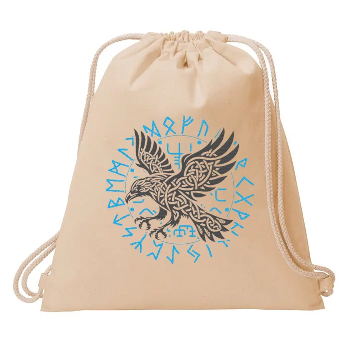 Odin’S Raven & Nordic Compass Drawstring Bag