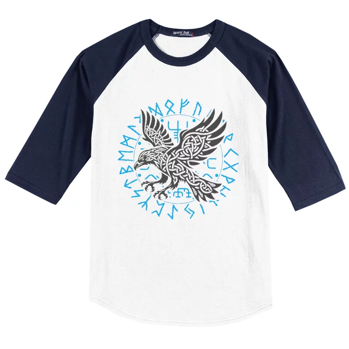 Odin’S Raven & Nordic Compass Baseball Sleeve Shirt