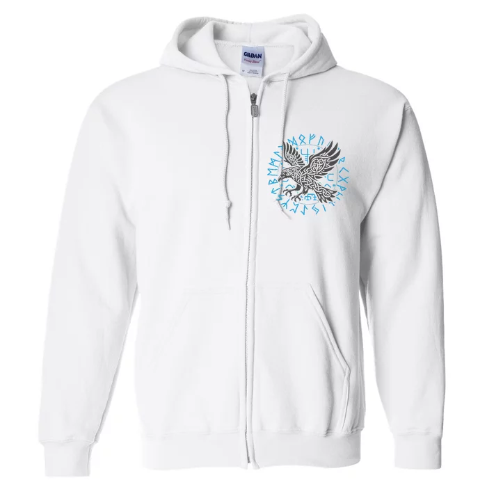 Odin’S Raven & Nordic Compass Full Zip Hoodie