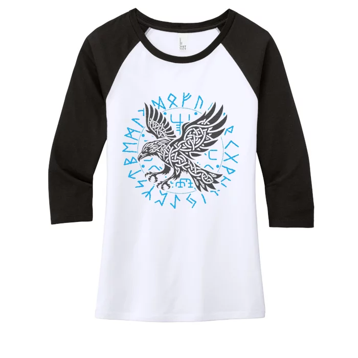 Odin’S Raven & Nordic Compass Women's Tri-Blend 3/4-Sleeve Raglan Shirt