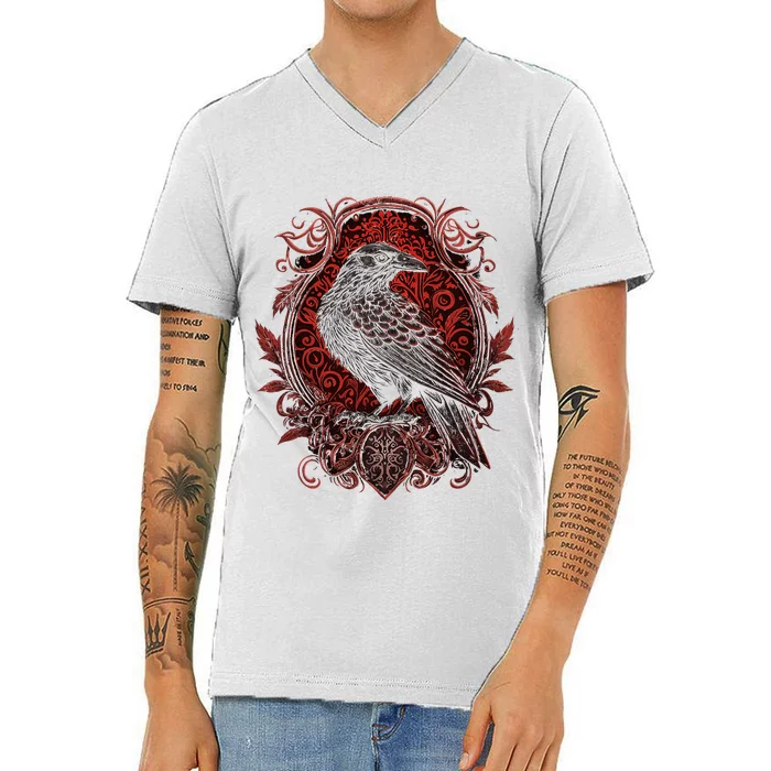 Odins Raven Northman Valhalla Norse Mythology V-Neck T-Shirt