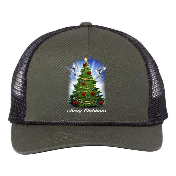 Ornament Merry Christmas Tree Retro Rope Trucker Hat Cap