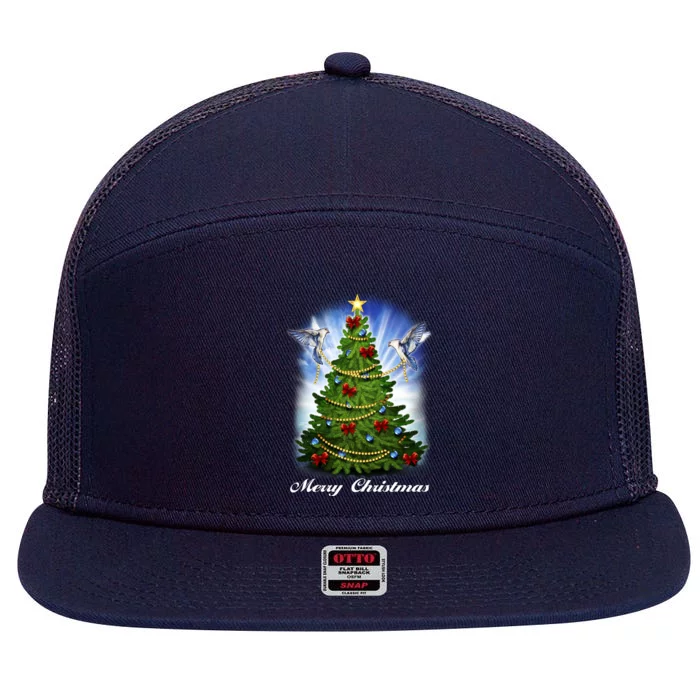 Ornament Merry Christmas Tree 7 Panel Mesh Trucker Snapback Hat