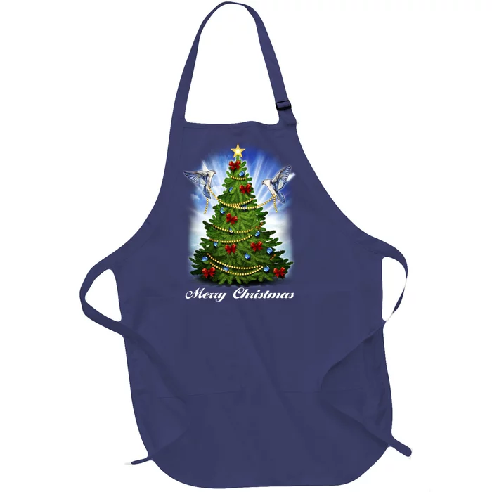 Ornament Merry Christmas Tree Full-Length Apron With Pocket