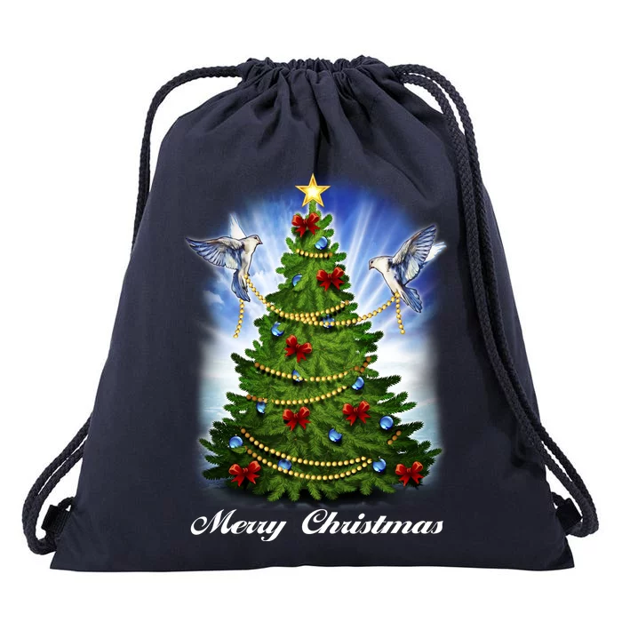 Ornament Merry Christmas Tree Drawstring Bag