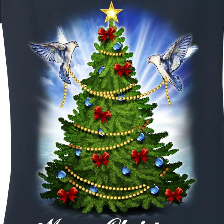 Ornament Merry Christmas Tree Women's V-Neck T-Shirt