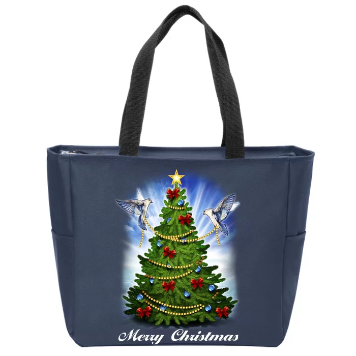 Ornament Merry Christmas Tree Zip Tote Bag