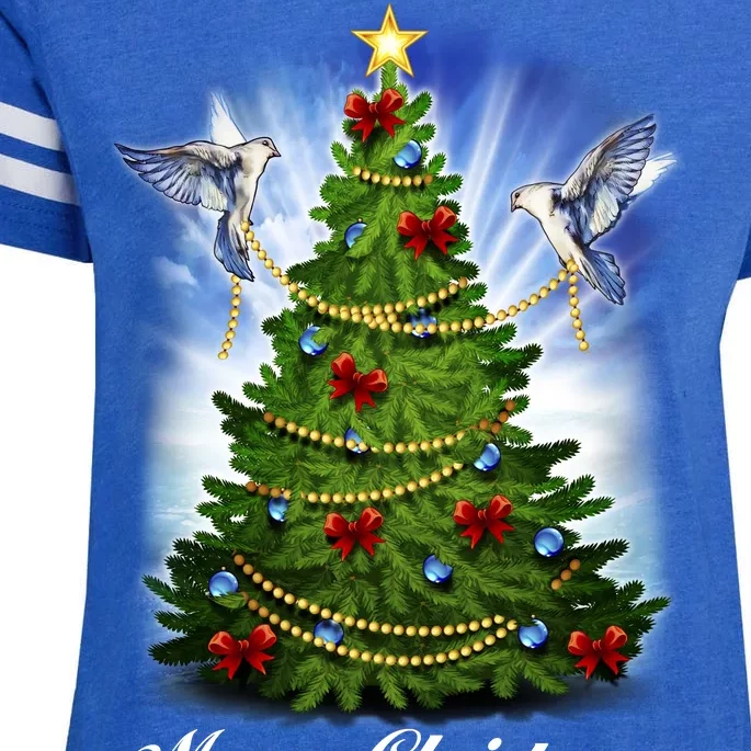 Ornament Merry Christmas Tree Enza Ladies Jersey Football T-Shirt