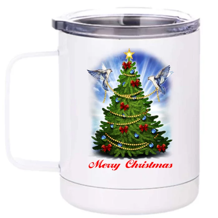 Ornament Merry Christmas Tree Front & Back 12oz Stainless Steel Tumbler Cup