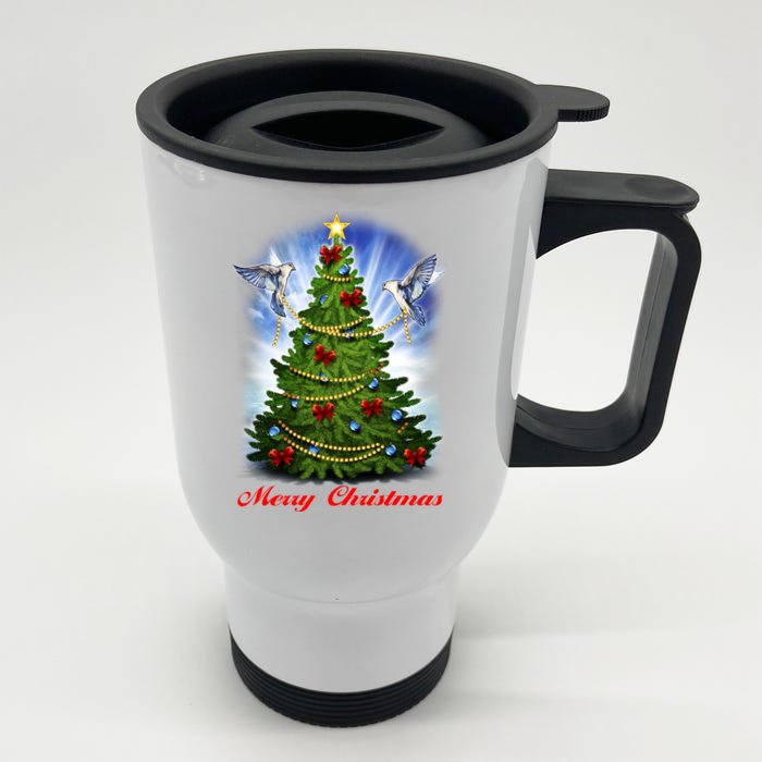 Ornament Merry Christmas Tree Front & Back Stainless Steel Travel Mug