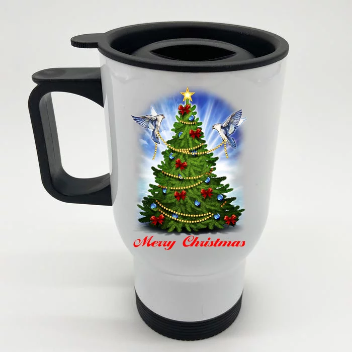 Ornament Merry Christmas Tree Front & Back Stainless Steel Travel Mug