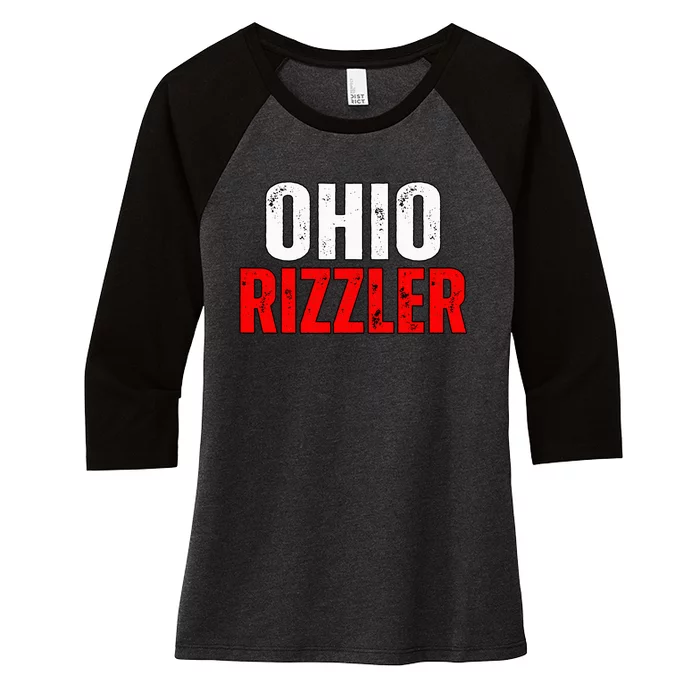 Ohio Rizzler Ohio Rizz Funny Ironic Women's Tri-Blend 3/4-Sleeve Raglan Shirt