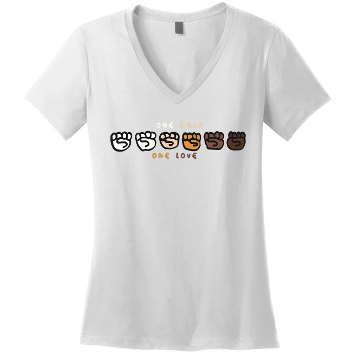 One Race One Love Women's V-Neck T-Shirt