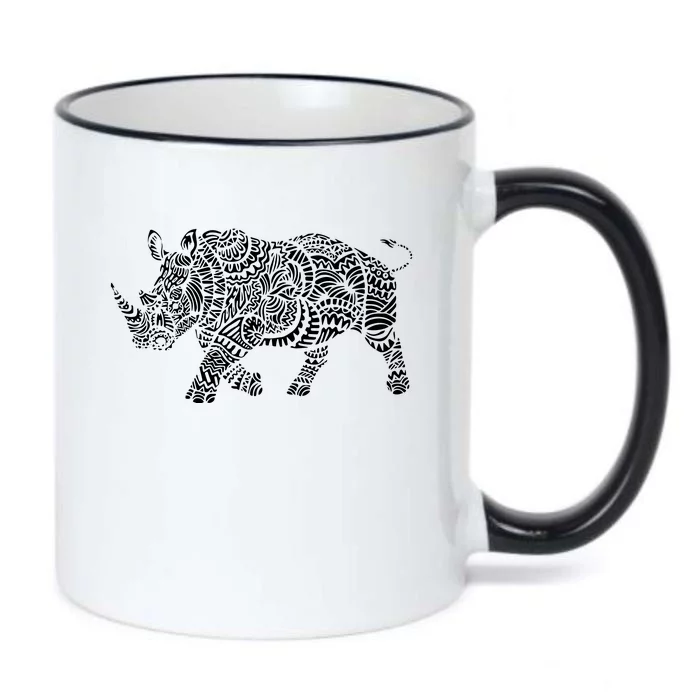 Ornamental Rhino Black Color Changing Mug