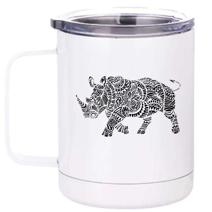 Ornamental Rhino Front & Back 12oz Stainless Steel Tumbler Cup