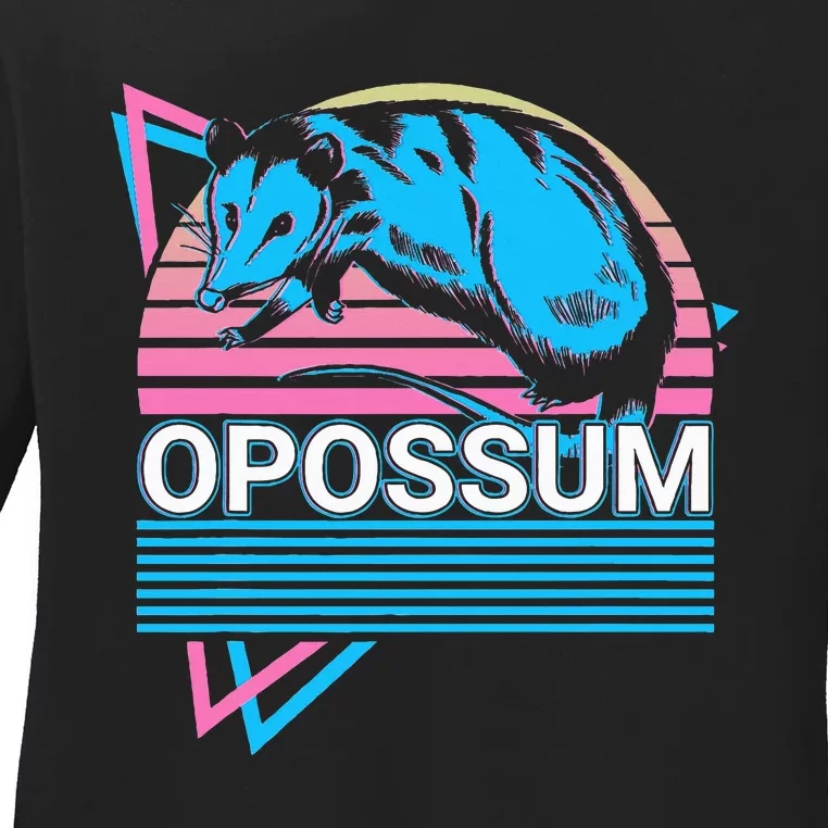 Opossum Retro Ladies Long Sleeve Shirt