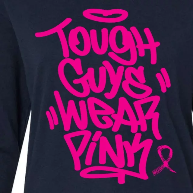 October Retro Pink Tough Guys We Wear Pink Breast Cancer Womens Cotton Relaxed Long Sleeve T-Shirt