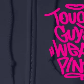 October Retro Pink Tough Guys We Wear Pink Breast Cancer Full Zip Hoodie