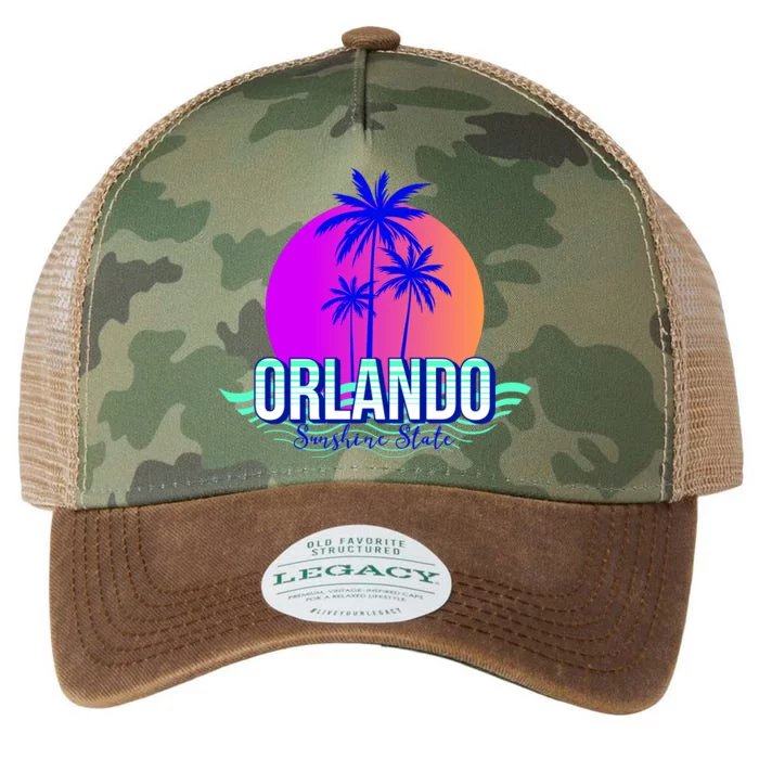 Orlando Retro Palm Trees Sunshine State Legacy Tie Dye Trucker Hat