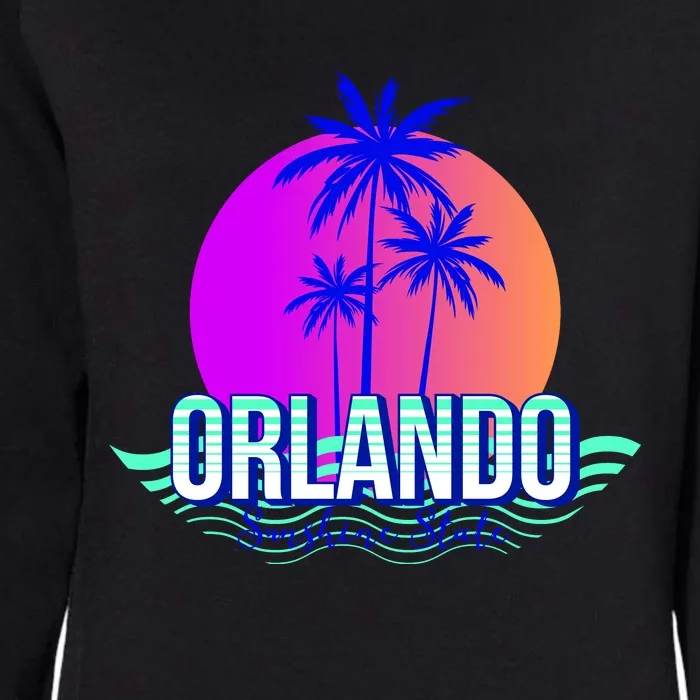 Orlando Retro Palm Trees Sunshine State Womens California Wash Sweatshirt