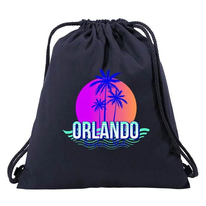 Orlando Retro Palm Trees Sunshine State Drawstring Bag