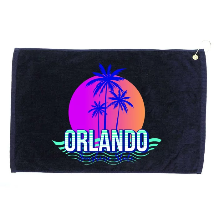 Orlando Retro Palm Trees Sunshine State Grommeted Golf Towel