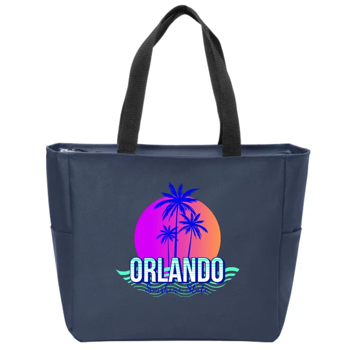 Orlando Retro Palm Trees Sunshine State Zip Tote Bag