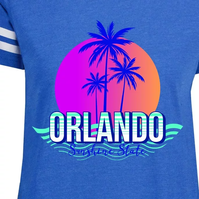 Orlando Retro Palm Trees Sunshine State Enza Ladies Jersey Football T-Shirt