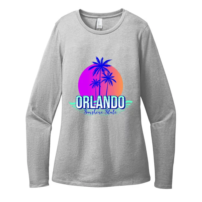 Orlando Retro Palm Trees Sunshine State Womens CVC Long Sleeve Shirt