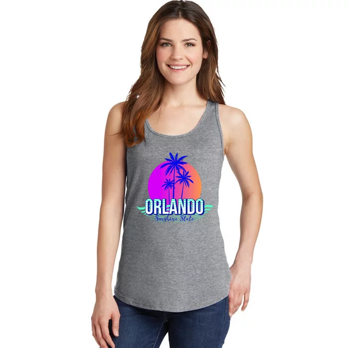 Orlando Retro Palm Trees Sunshine State Ladies Essential Tank