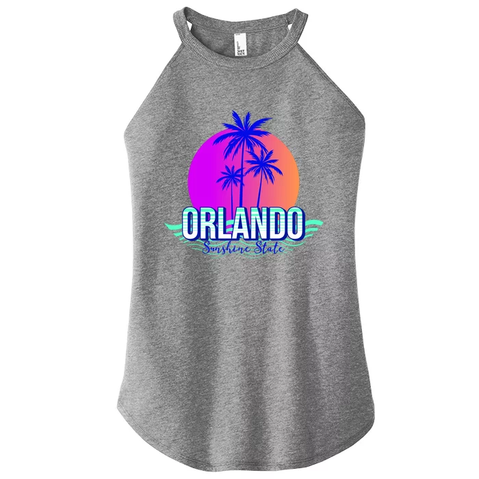 Orlando Retro Palm Trees Sunshine State Women’s Perfect Tri Rocker Tank