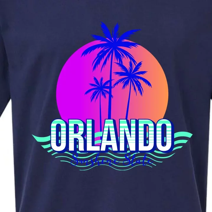 Orlando Retro Palm Trees Sunshine State Sueded Cloud Jersey T-Shirt