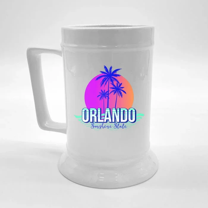 Orlando Retro Palm Trees Sunshine State Front & Back Beer Stein