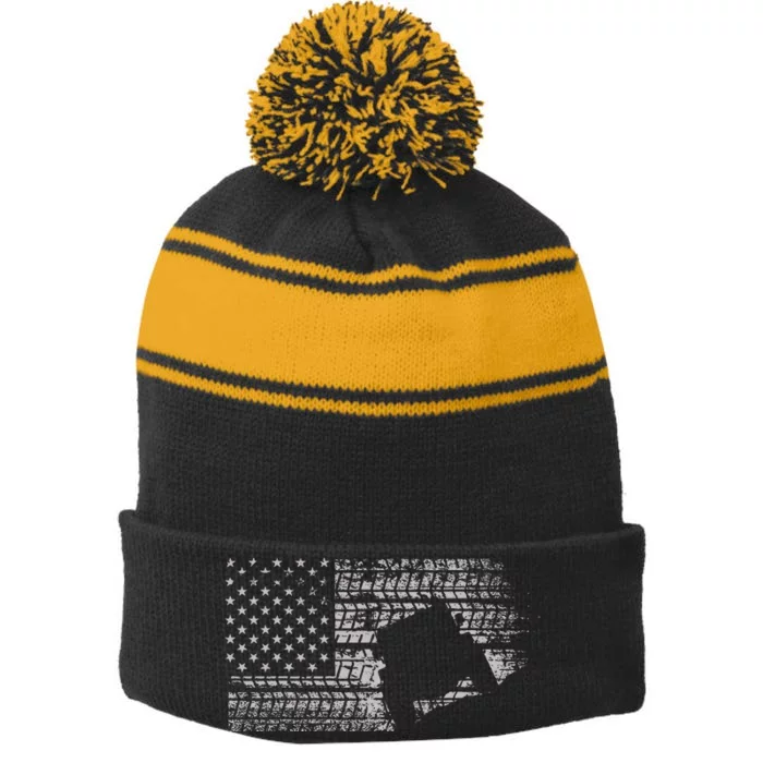 Off Roading Quad Atv Apparel Off Road Quad Atv Stripe Pom Pom Beanie