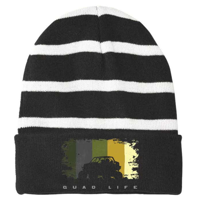 Off Road Quad Atv Apparel Off Road Quad Atv Striped Beanie with Solid Band