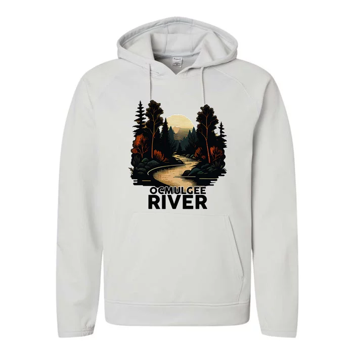 Ocmulgee River Retro Minimalist River Ocmulgee Performance Fleece Hoodie