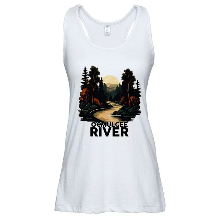 Ocmulgee River Retro Minimalist River Ocmulgee Ladies Essential Flowy Tank