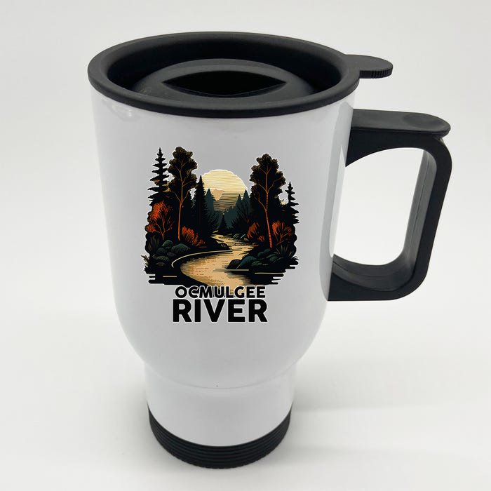 Ocmulgee River Retro Minimalist River Ocmulgee Front & Back Stainless Steel Travel Mug