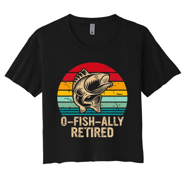 Ofishally Retired Retiret Fishing Vintage Women's Crop Top Tee