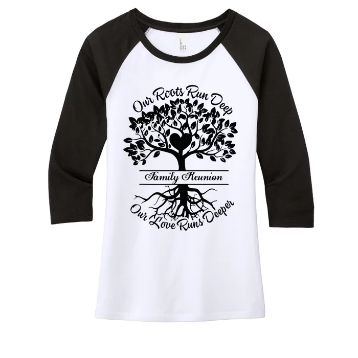 Our Roots Run Deep Our Love Runs Deeper Family Reunion 2024 Women's Tri-Blend 3/4-Sleeve Raglan Shirt