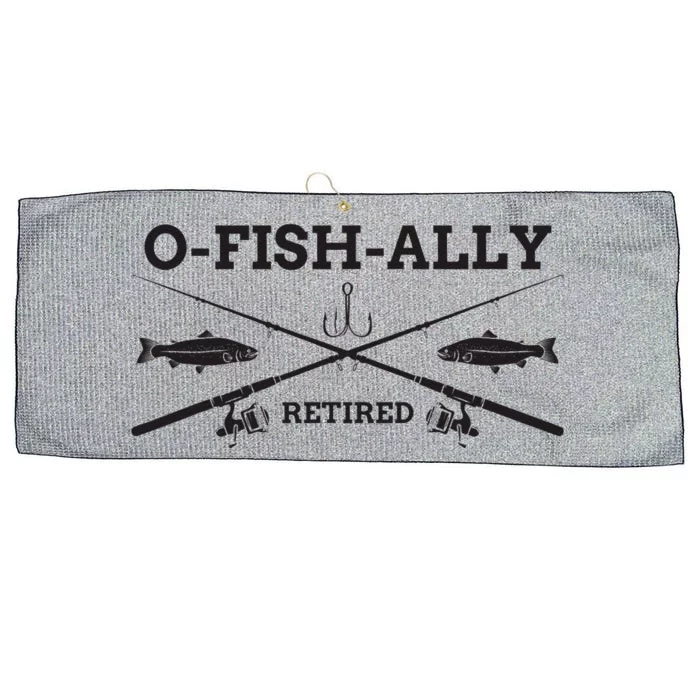 Ofishally Retired Retirement Fishing Gift Large Microfiber Waffle Golf Towel