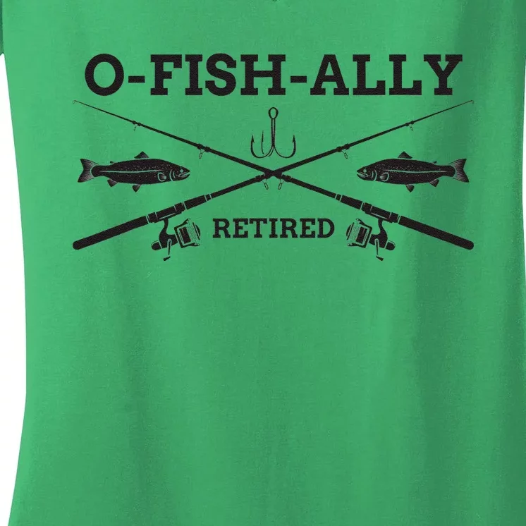 Ofishally Retired Retirement Fishing Gift Women's V-Neck T-Shirt