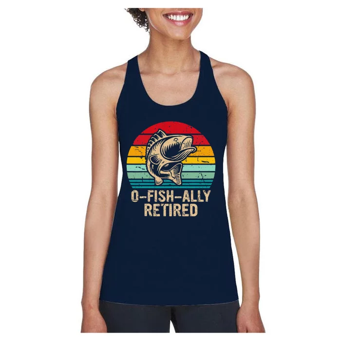 Ofishally Retired Retirement Fishing Vintage Women's Racerback Tank