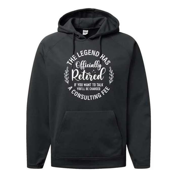 Officially Retired , Retirement Gift Performance Fleece Hoodie